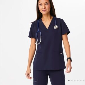 Figs Women's Deep Blue Short Sleeve Top